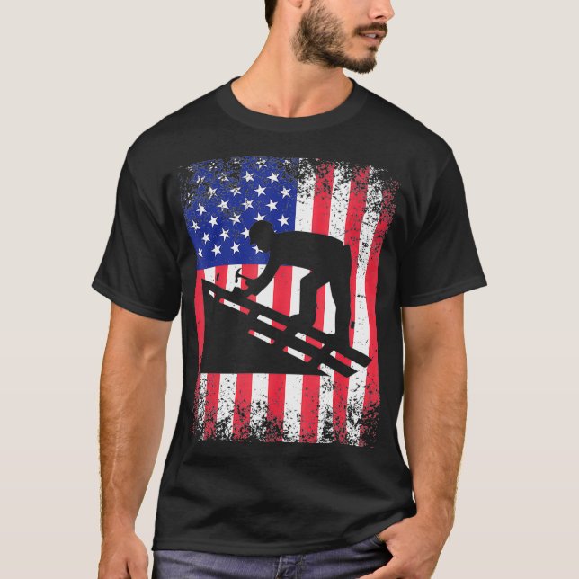Roofer Dad USA Flag Patriotic Tshirt 4th of July G (Front)