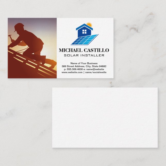 Roofer | Home Solar  Business Card (Front/Back)