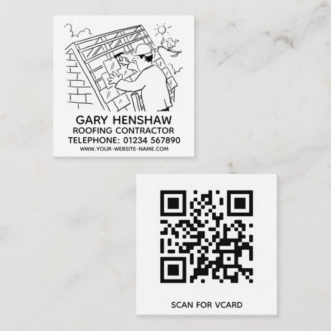 Roofer or Roofing Contractor Square Business Card (Front/Back)