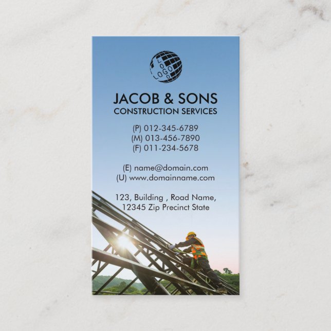 Roofer Roofing Construction Contractor  Business Card (Front)