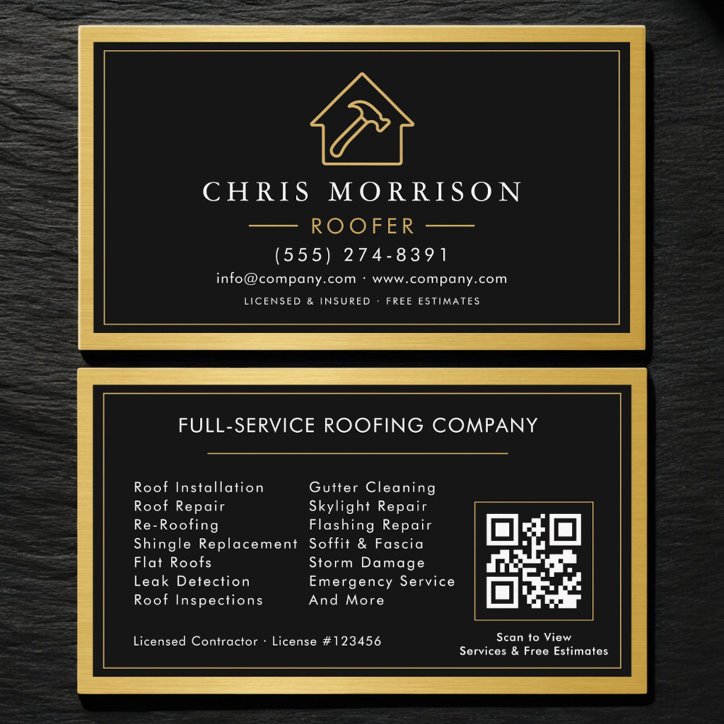 Roofer Roofing Service QR Code Professional Business Card