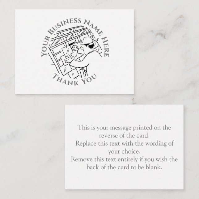 Roofer Thank You Note Card (Front/Back)
