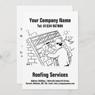 Roofers and Roofing Services Cartoon Design Card