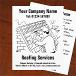 Roofers and Roofing Services Cartoon Design Flyer<br><div class="desc">Roofers and Roofing Services Cartoon Design to Personalize. Add your own text to side 2 if required.</div>
