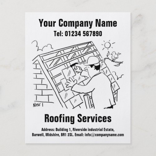 Roofers and Roofing Services Cartoon Design Flyer