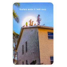 Roofers on a Roof Flexible Photo Magnet