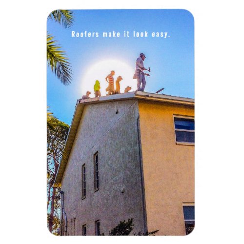 Roofers on a Roof Flexible Photo Magnet