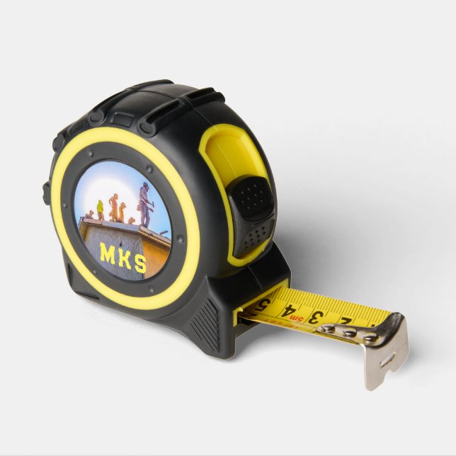 Roofers on a Roof Tape Measure (Angle)