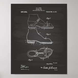 Roofer's Shoe 1911 Patent Art Chalkboard Poster