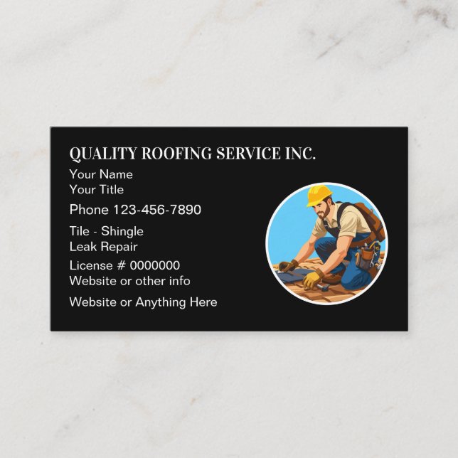 Roofing And Construction Modern Design Business Card (Front)