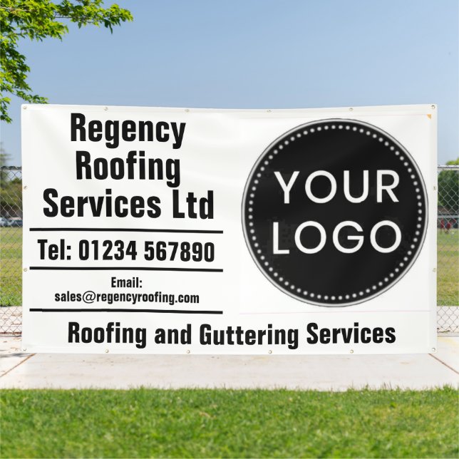Roofing and Guttering Repairs Banner with Logo (Outside)