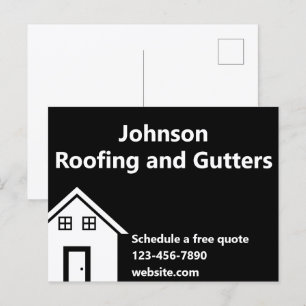 Roofing and Gutters Black and White Business Name Postcard