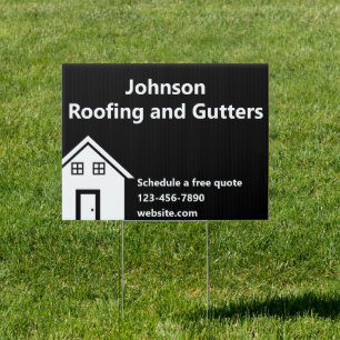 Roofing and Gutters Black and White Business Name Sign
