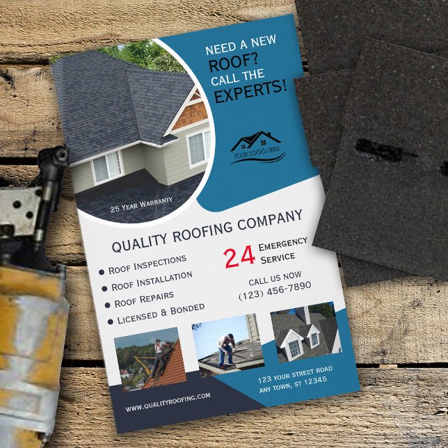 Roofing and Repair Business Blue Flyer (Creator Uploaded)