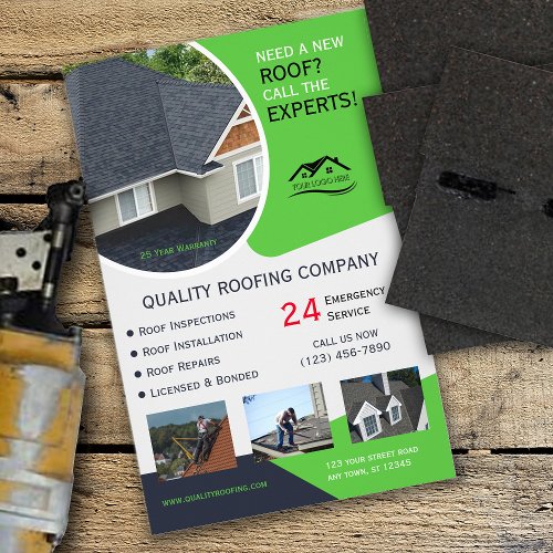 Roofing and Repair Business Green Flyer