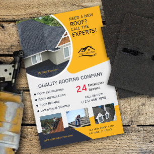 Roofing and Repair Business Yellow Flyer