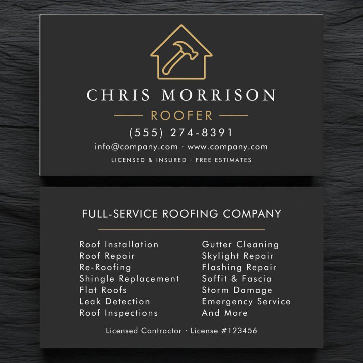 Roofing Black Gold Business Card