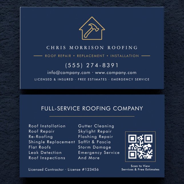 Roofing Company Contractor QR Code Business Card (Creator Uploaded)