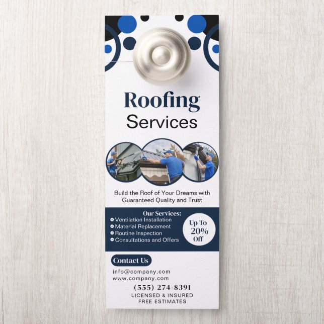Roofing Company | Custom Logo Services Door Hanger (On Knob)