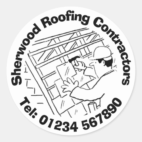 Roofing Company Roof Repairs  Construction Classic Round Sticker