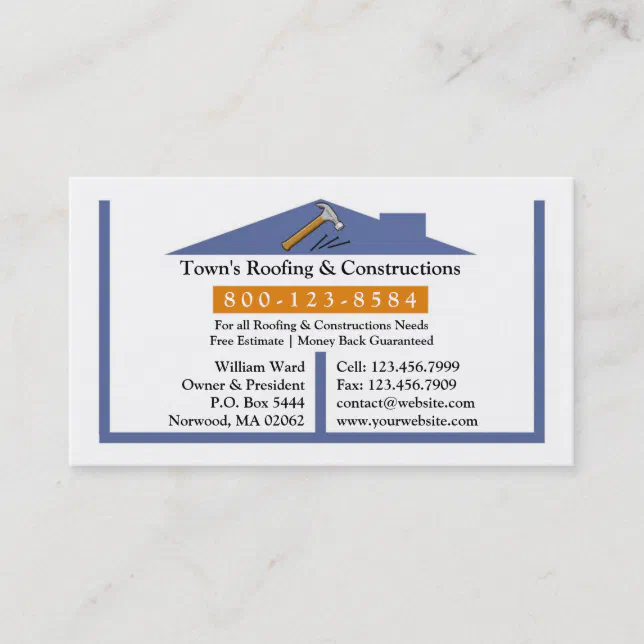 Roofing/Construction Business Card Zazzle