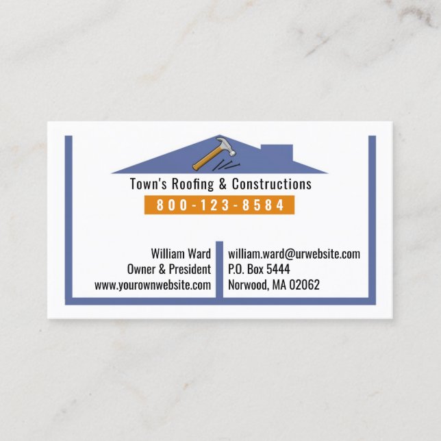Roofing Construction Business Card Template (Front)