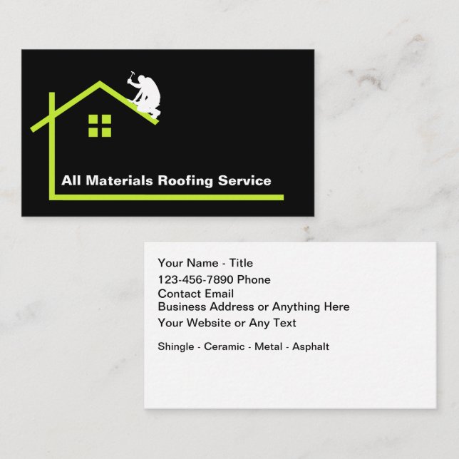 Roofing Construction Modern Business Cards (Front/Back)