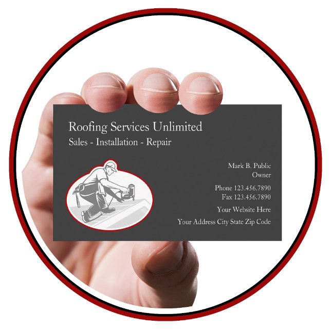 Roofing Construction Modern Business Cards (Creator Uploaded)