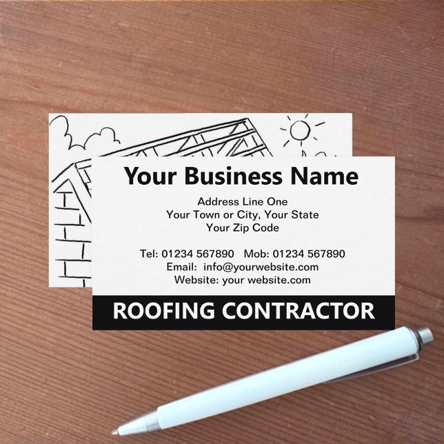 Roofing Contractor Cartoon Business Card (Creator Uploaded)