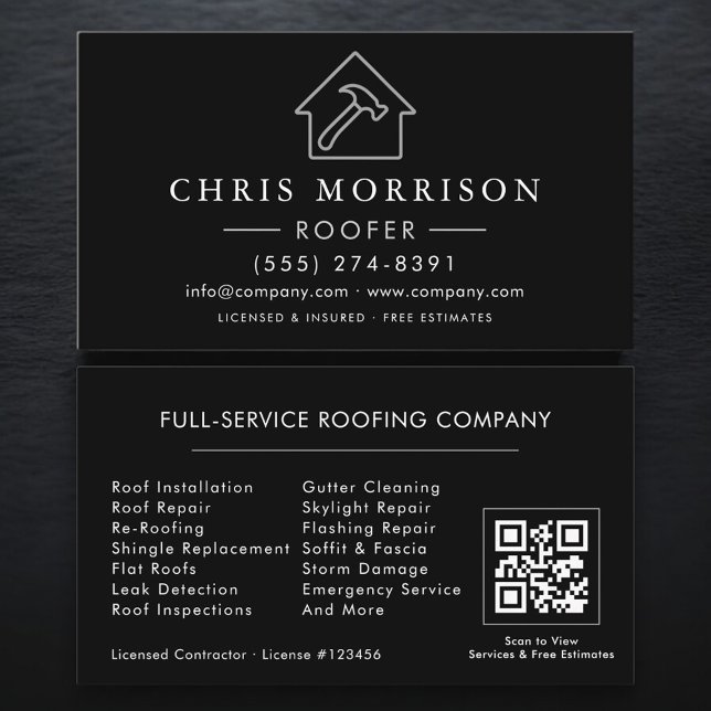 Roofing Contractor QR Code Business Card (Creator Uploaded)