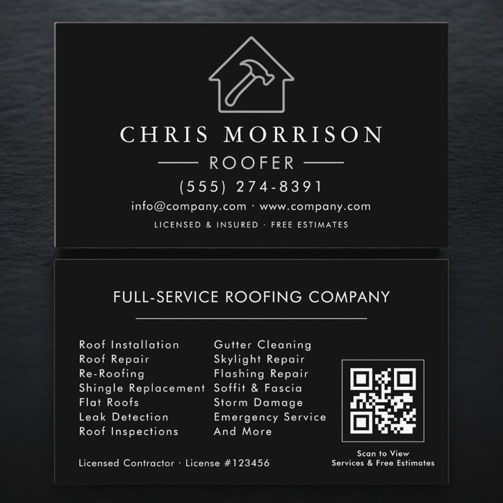 Roofing Contractor QR Code Business Card