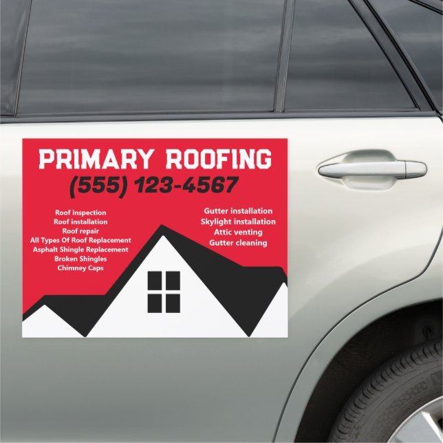 Roofing Contractor |  Roofer Red Car Magnet (In Situ)