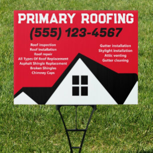 Roofing Contractor Roofer Red Sign