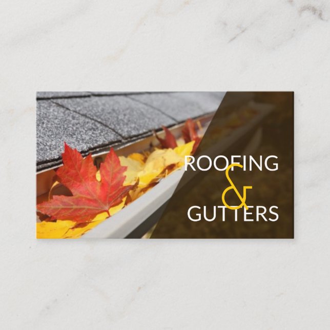 Roofing, Gutters, Construction Business Card (Front)