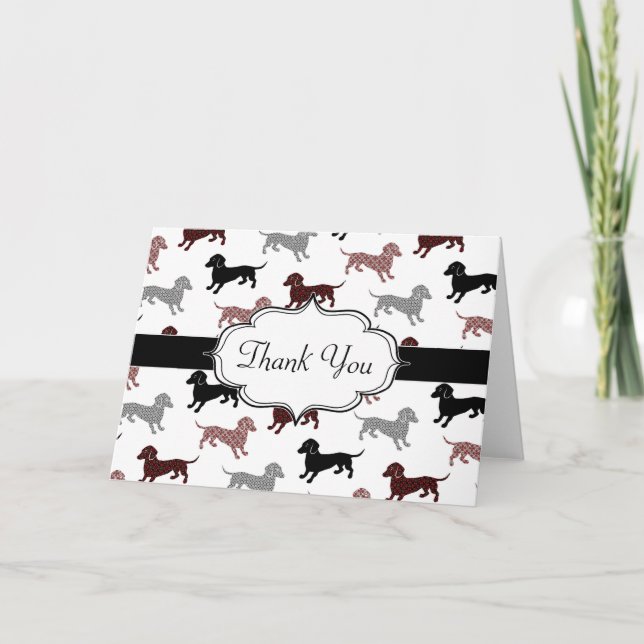 Roofing in Damask Cute Pattern Letterpress Thank You Card (Front)