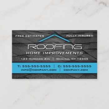 Roofing Professional Business Card Blue by wrkdesigns at Zazzle