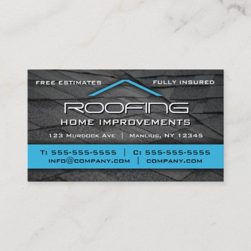 Customizable Roofing Professional Business Card Blue