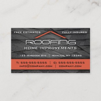 Roofing Professional Business Card Orange by wrkdesigns at Zazzle