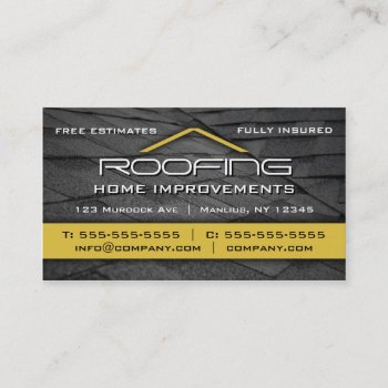 Roofing Professional Business Card Yellow by wrkdesigns at Zazzle