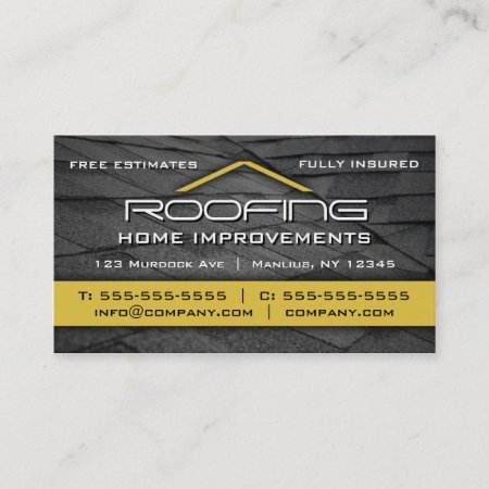 Roofing Professional Business Card Yellow