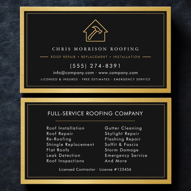 Roofing Roofer Construction Services Professional Business Card (Creator Uploaded)