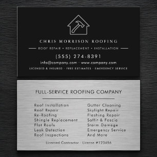 Roofing Roofer Contractor Metallic Business Card