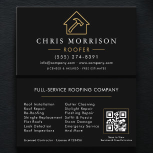Roofing Roofer Contractor QR Code Business Card