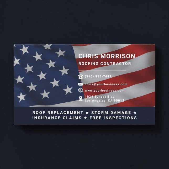 Roofing Roofer Patriotic Professional Business Card (Creator Uploaded)