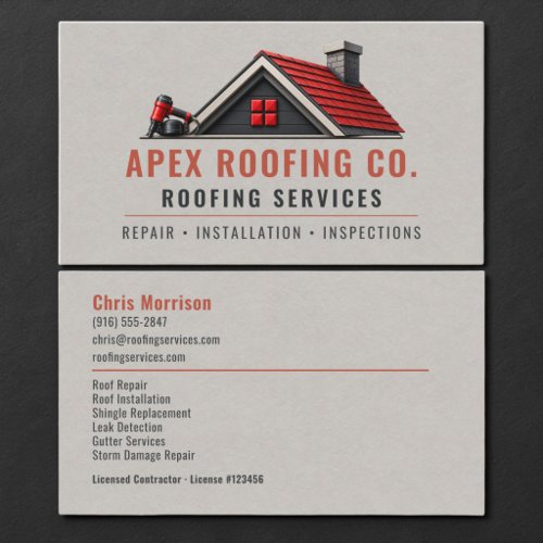 Roofing Roofer Professional  Business Card
