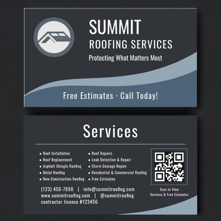 Roofing Roofer QR Code Professional Business Card