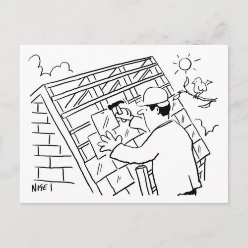 Roofing Services Cartoon Design Postcard