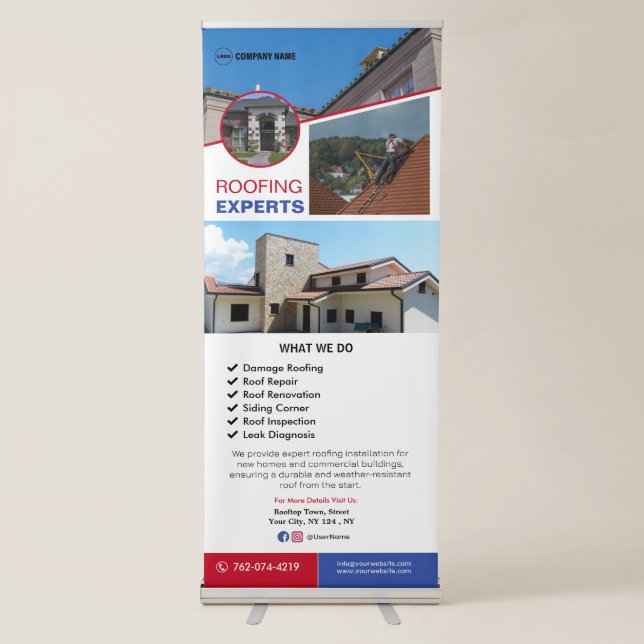 Roofing Services Custom Retractable Banner (Front)