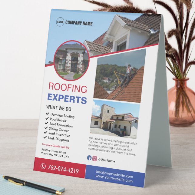 Roofing Services Custom Table Tent (In SItu (Table))
