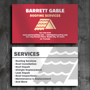 Roofing Services Professional Red Business Card